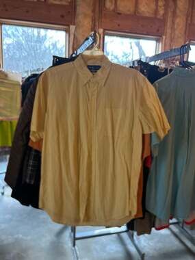 Ralph Lauren Classic Fit Yellow White Striped Button Down Shirt Size L